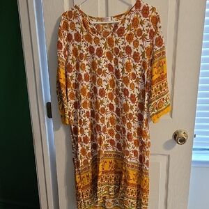 Halife Midi Dress with Virbant Floral Accents